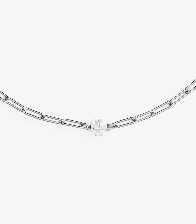 Tory Burch diseñador collares Collar de cadena Icon en Tory Silver detalle