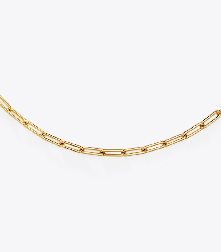 Tory Burch diseñador collares Collar de cadena Icon en Tory Gold detalle