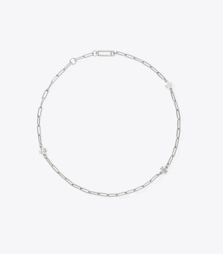 Tory Burch diseñador collares Collar de cadena Icon en Tory Silver frente