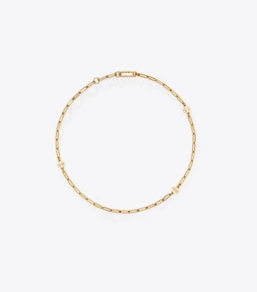 Tory Burch diseñador collares Collar de cadena Icon en Tory Gold frente