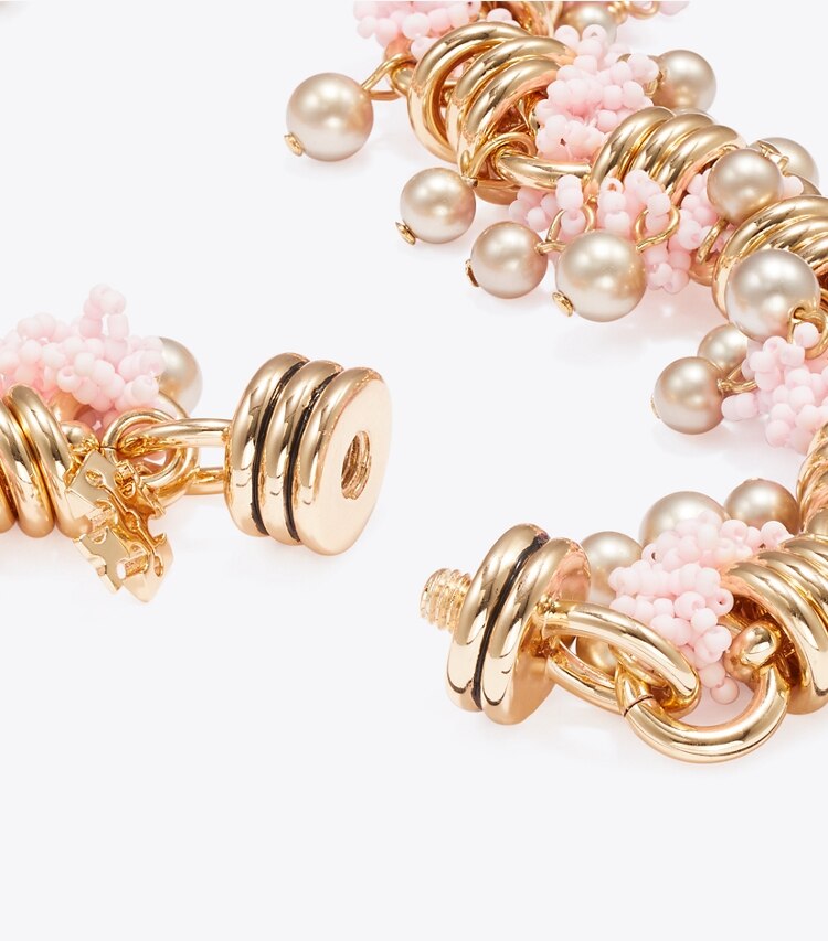 Tory Burch diseñador collares Collar de cuentas Runway en Light Brass / Pink detalle