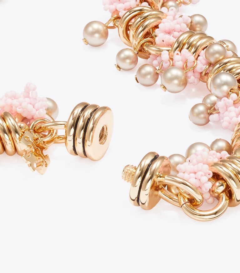 Tory Burch diseñador collares Collar de cuentas Runway en Light Brass / Pink detalle