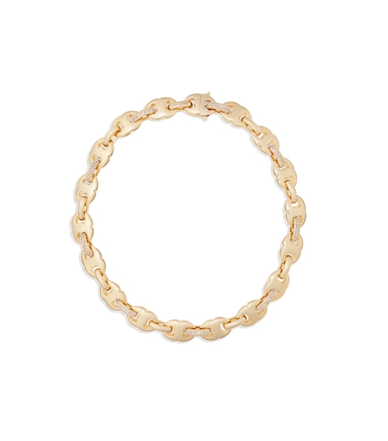 Tory Burch diseñador collares Collar de eslabones Gemini con pavé en Light Brass / Crystal adicional