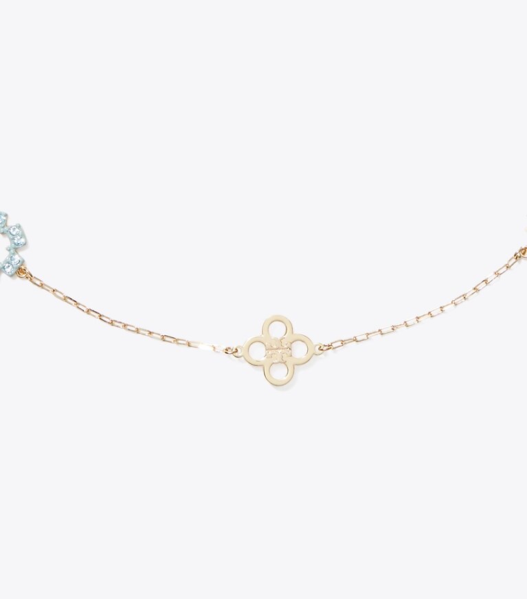 Tory Burch diseñador collares Collar de pavé Forget Me Not en Tory Gold / Multi detalle