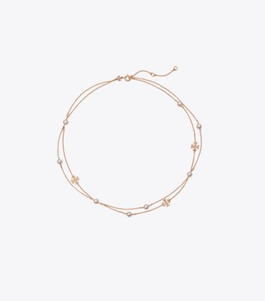 Tory Burch diseñador collares Collar de perlas en capas Moondance en Tory Gold / Cream frente