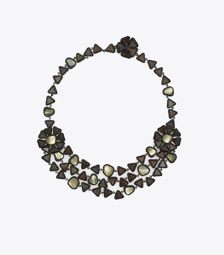 Tory Burch diseñador collares Collar de tres hebras de resina Curiosity en Black frente