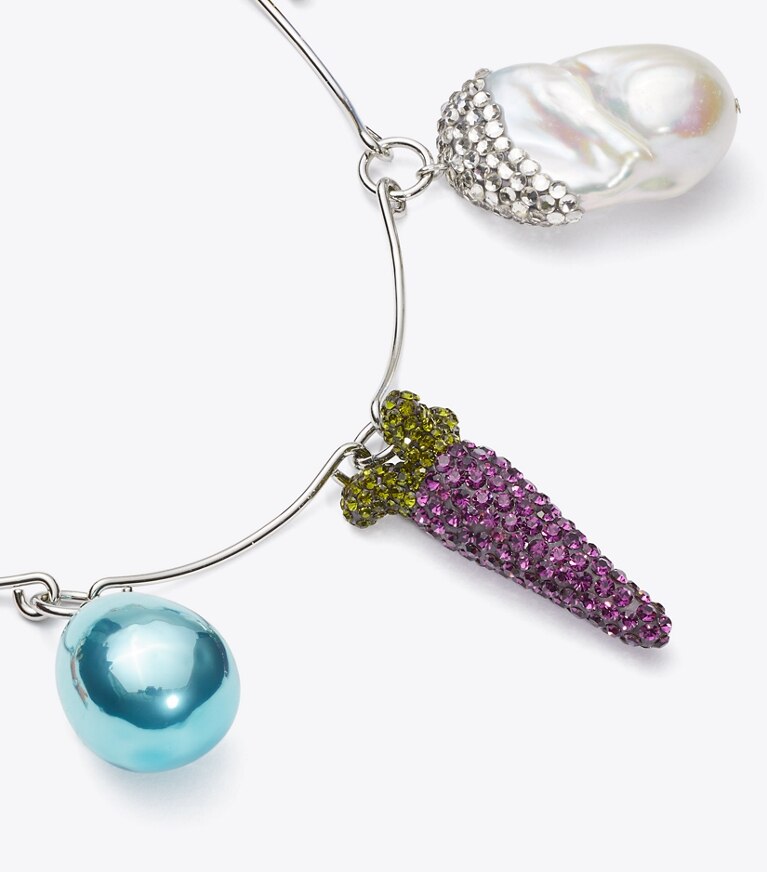 Tory Burch diseñador collares Collar de verduras Curiosity en Tory Silver / Multi detalle