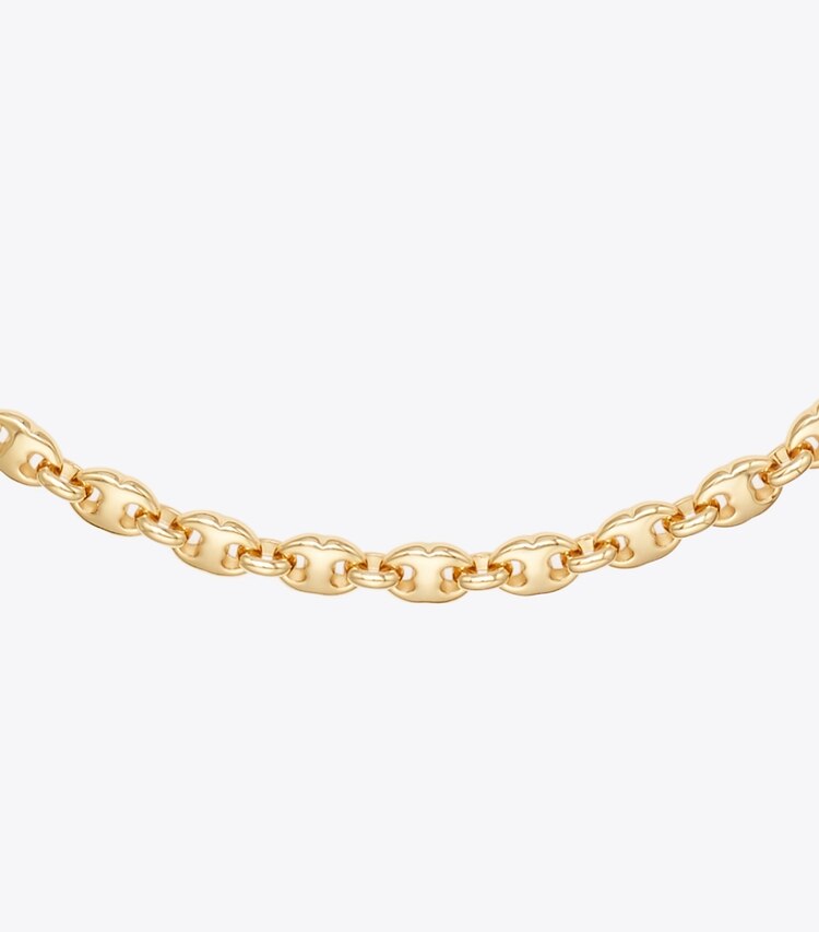 Tory Burch diseñador collares Collar delicado Gemini Link en Light Brass detalle