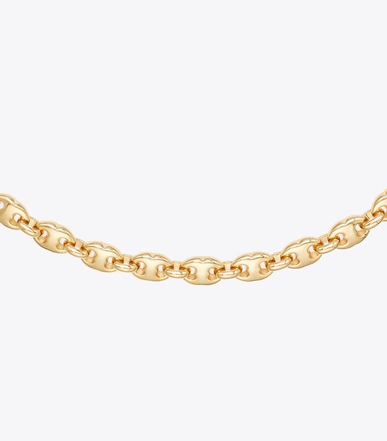 Tory Burch diseñador collares Collar delicado Gemini Link en Light Brass detalle