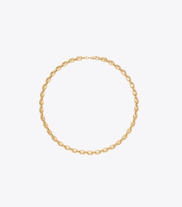 Tory Burch diseñador collares Collar delicado Gemini Link en Light Brass frente