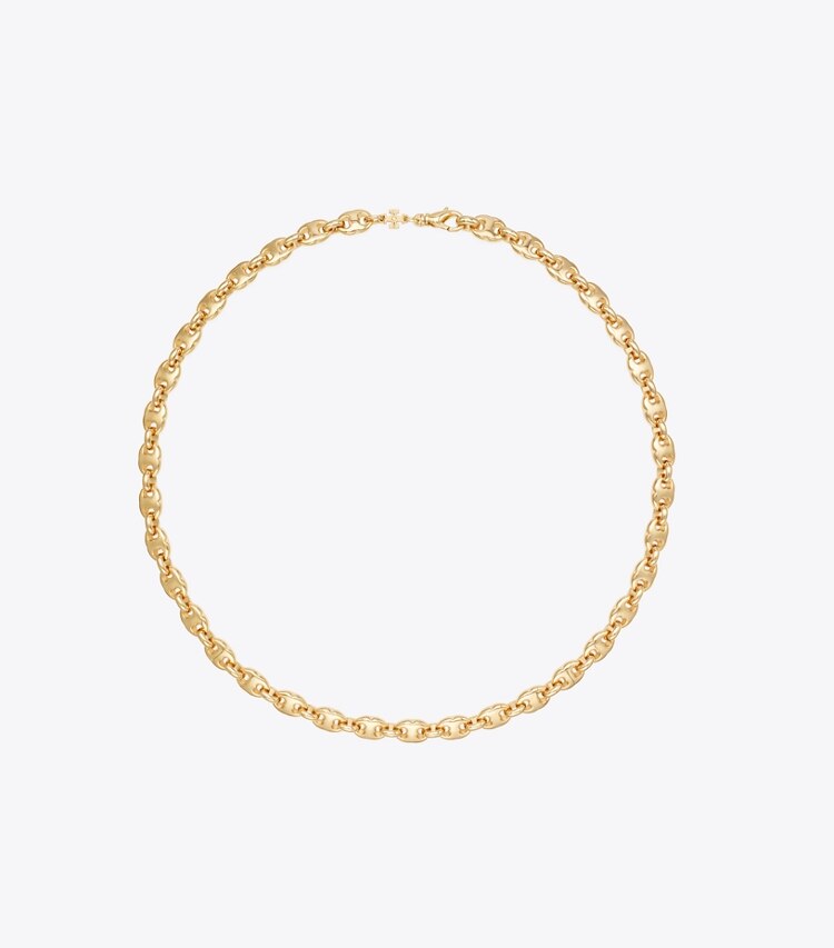 Tory Burch diseñador collares Collar delicado Gemini Link en Light Brass frente