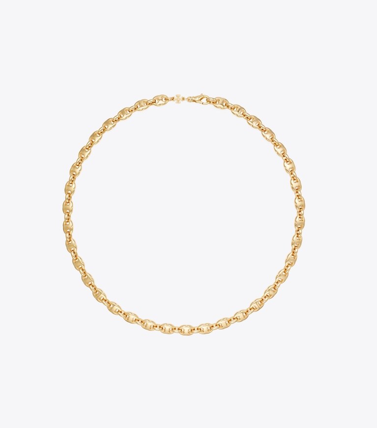 Tory Burch diseñador collares Collar delicado Gemini Link en Light Brass frente