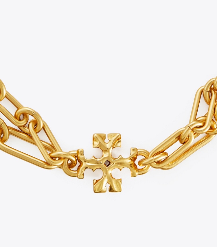 Tory Burch diseñador collares Collar en capas con cadena Roxanne en Rolled Tory Gold detalle