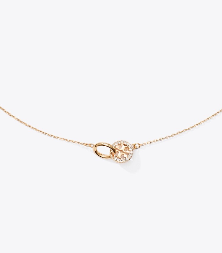 Tory Burch diseñador collares Collar entrelazado con pavé Icon en Tory Gold / Crystal detalle