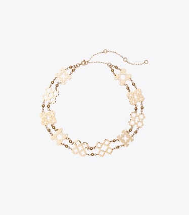 Tory Burch diseñador collares Collar gargantilla Forget Me Not en Tory Gold frente