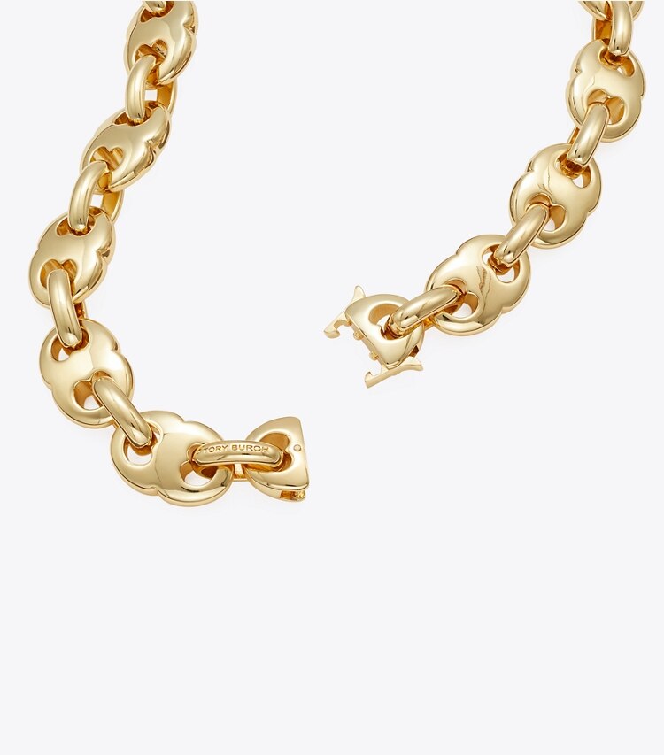 Tory Burch diseñador collares Collar Gemini Link en Light Brass detalle