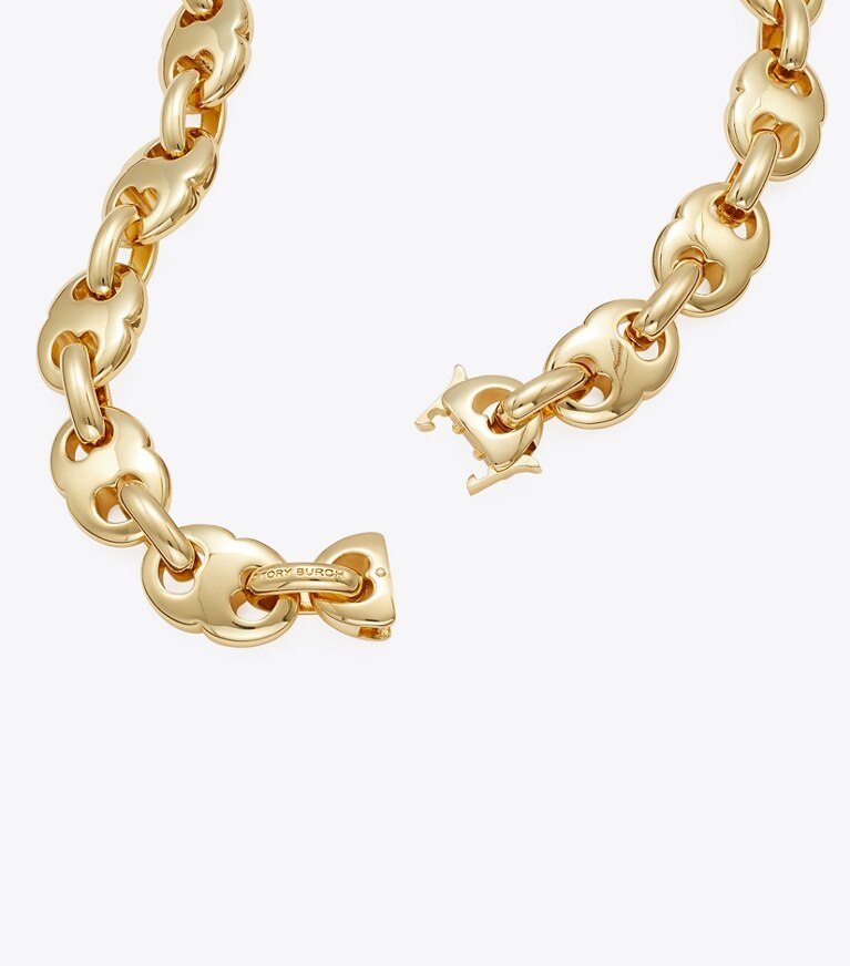 Tory Burch diseñador collares Collar Gemini Link en Light Brass detalle