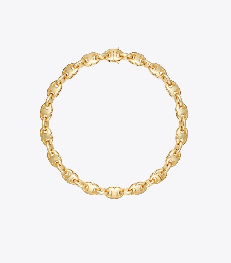 Tory Burch diseñador collares Collar Gemini Link en Light Brass frente