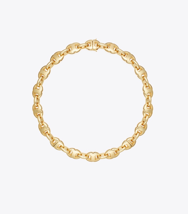 Tory Burch diseñador collares Collar Gemini Link en Light Brass frente