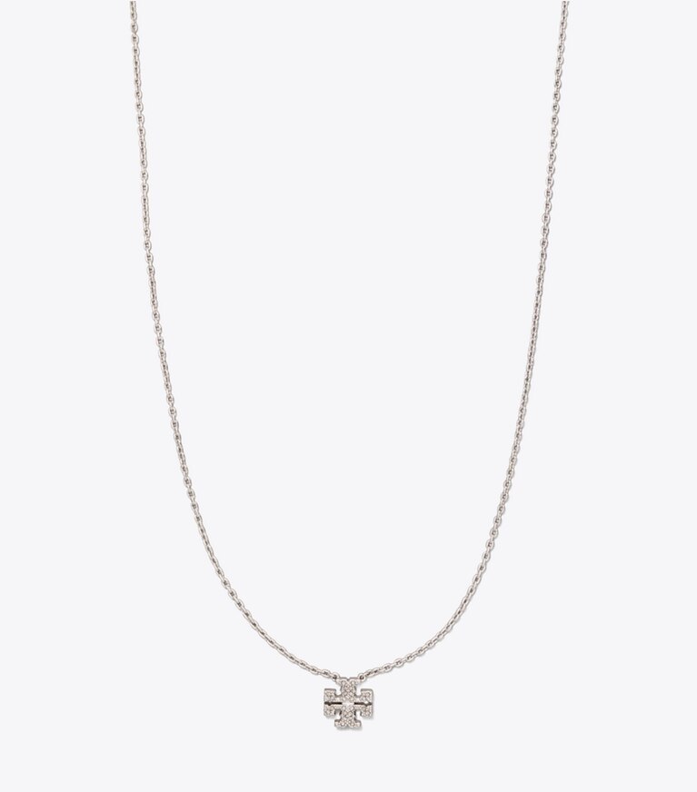 Tory Burch diseñador collares Collar Kira delicado con pavé en Tory Silver/Crystal frontal