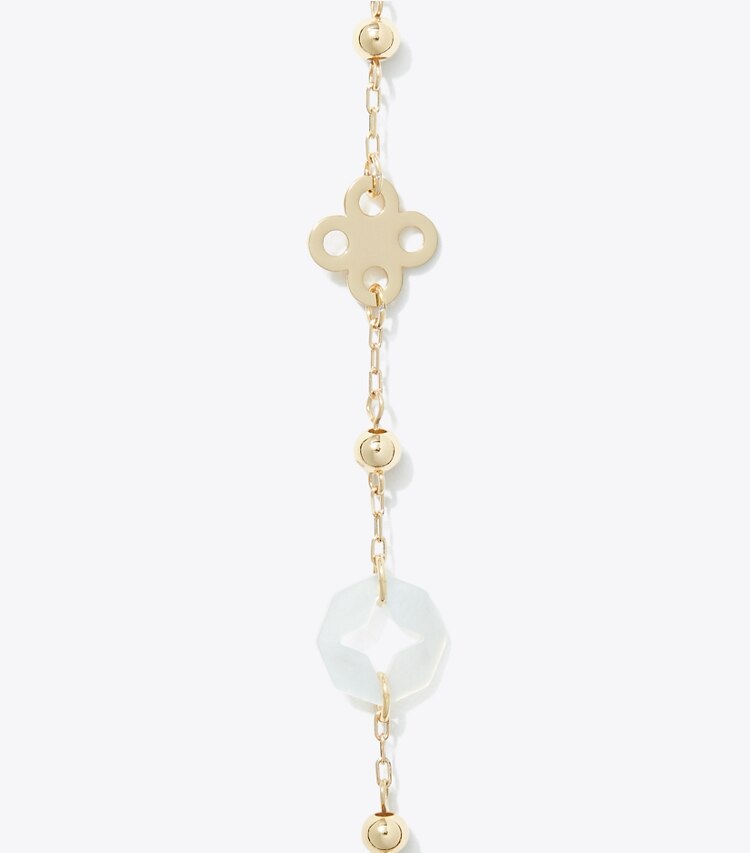 Tory Burch diseñador collares Collar largo con pavé Forget Me Not en Tory Gold / Multi detalle