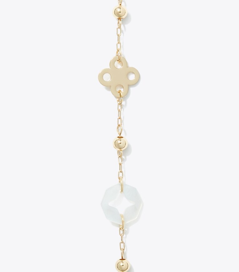 Tory Burch diseñador collares Collar largo con pavé Forget Me Not en Tory Gold / Multi detalle
