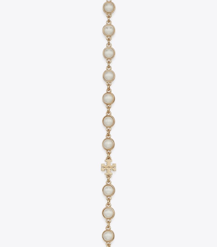 Tory Burch diseñador collares Collar largo con perlas en Light Brass / Pearl detalle