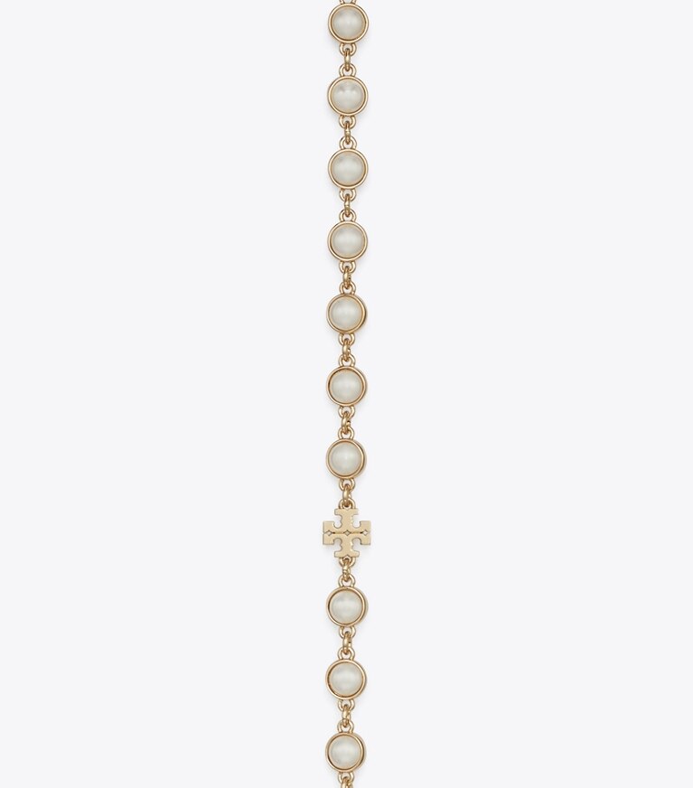 Tory Burch diseñador collares Collar largo con perlas en Light Brass / Pearl detalle
