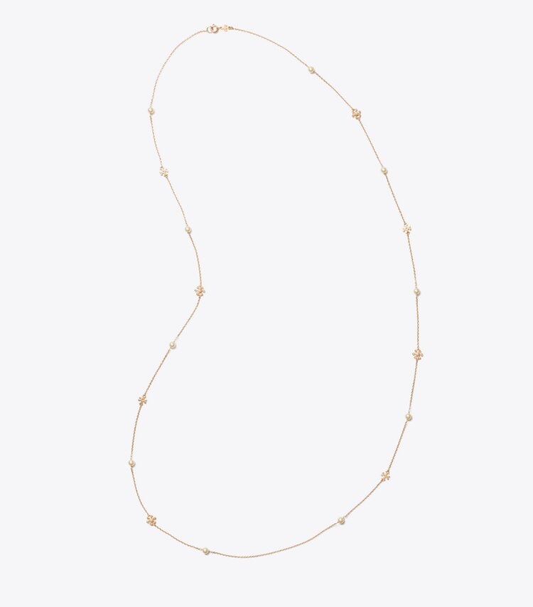 Tory Burch diseñador collares Collar largo de flores Moondance en Tory Gold / Cream vista superior