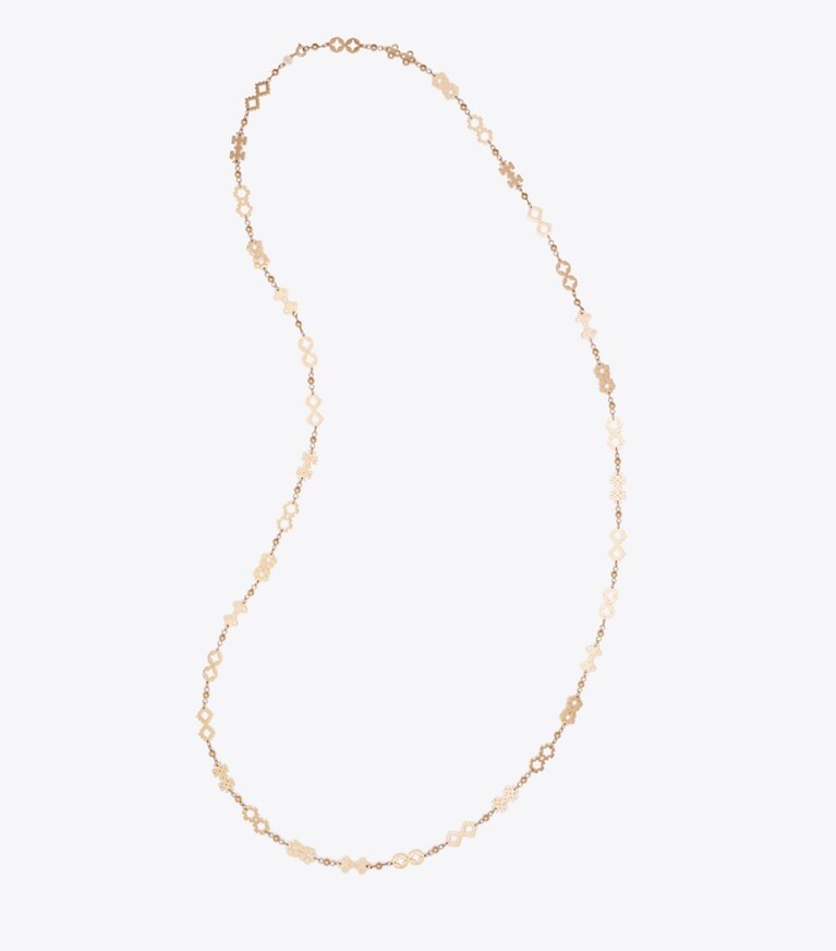 Tory Burch diseñador collares Collar largo Forget Me Not en Tory Gold vista superior