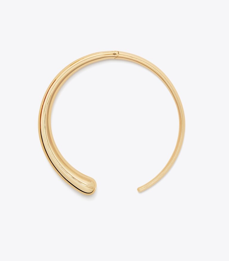 Tory Burch diseñador collares Collar perforado en Light Brass frontal