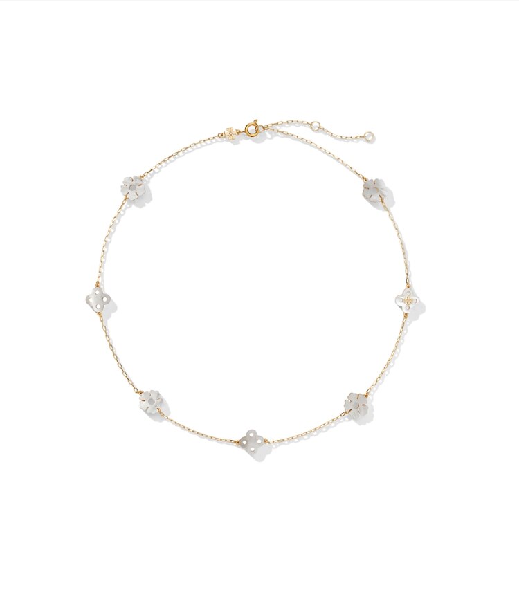 Tory Burch diseñador collares Collar tipo rosario Forget Me Not en Tory Gold / Mother of Pearl adicional