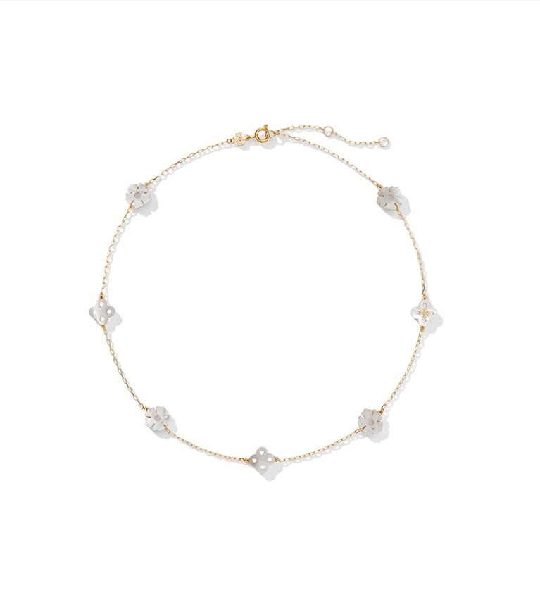 Tory Burch diseñador collares Collar tipo rosario Forget Me Not en Tory Gold / Mother of Pearl adicional