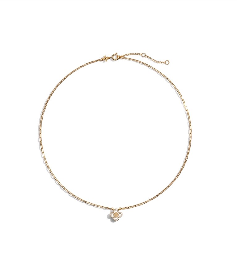 Tory Burch designer colliers Collier à pendentif à pavé Myosotis dans Tory Gold / Crystal supplémentaire
