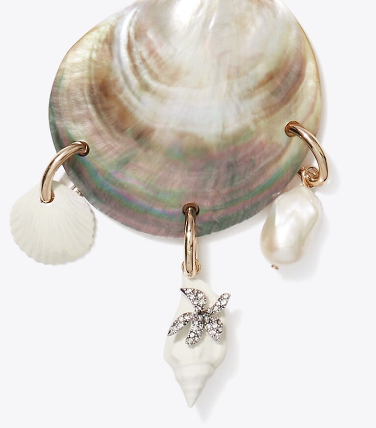 Tory Burch designer colliers Collier à pendentif coquillage Curiosity dans Black / Ivory détails