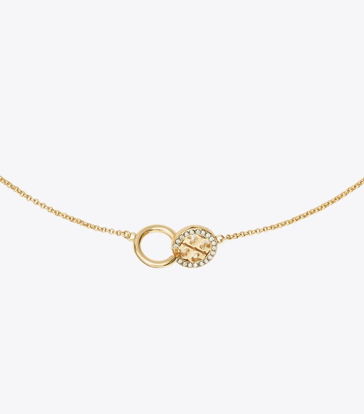 Tory Burch designer colliers Collier à pendentif entrelacé Icon pavé dans Tory Gold / Crystal détails