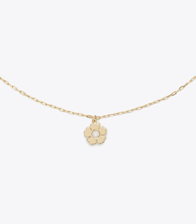 Tory Burch designer colliers Collier à pendentif Kira Flower in Tory Gold / Pearl informations