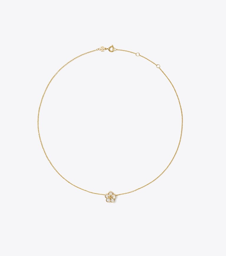 Tory Burch designer colliers Collier à pendentif Kira Flower in Tory Gold / Mother of Pearl front