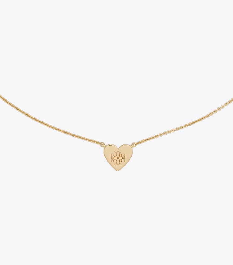 Tory Burch designer colliers Collier avec pendentif cœur Myosotis dans Tory Gold détails