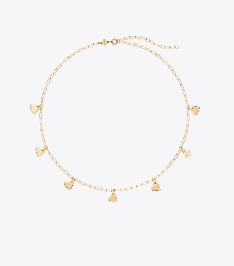Tory Burch designer colliers Collier Cœur Curiosity dans Tory Gold de face