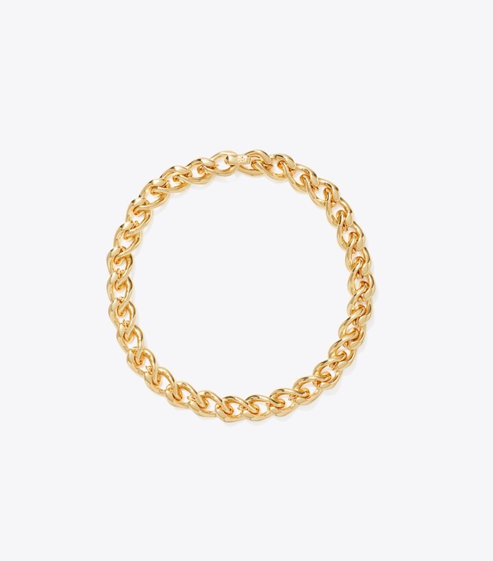 Tory Burch designer colliers Collier chaîne os du bonheur in Tory Gold front