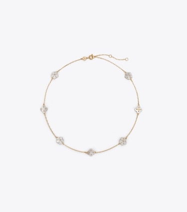 Tory Burch designer colliers Collier chapelet myosotis dans Tory Gold / Mother of Pearl de face
