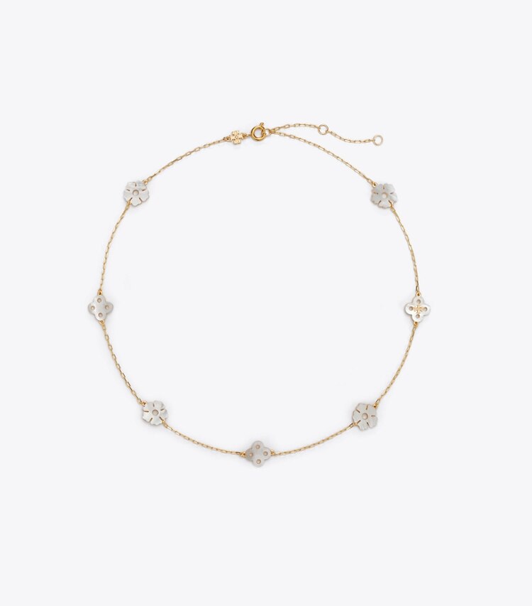 Tory Burch designer colliers Collier chapelet myosotis dans Tory Gold / Mother of Pearl de face