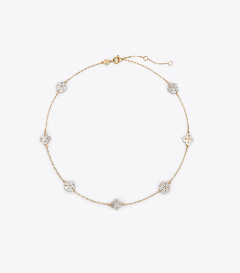 Tory Burch designer colliers Collier chapelet myosotis dans Tory Gold / Mother of Pearl de face