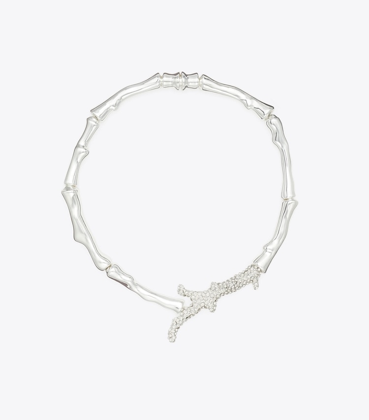 Tory Burch designer colliers Collier corail Curiosity in Light Silver / Crystal front