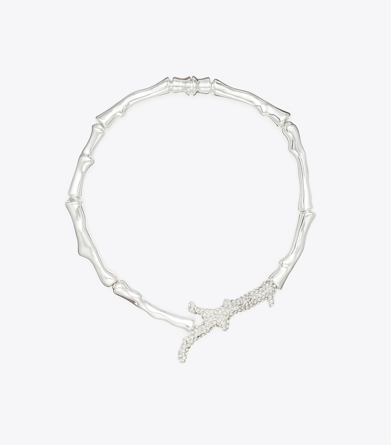 Tory Burch designer colliers Collier corail Curiosity in Light Silver / Crystal front