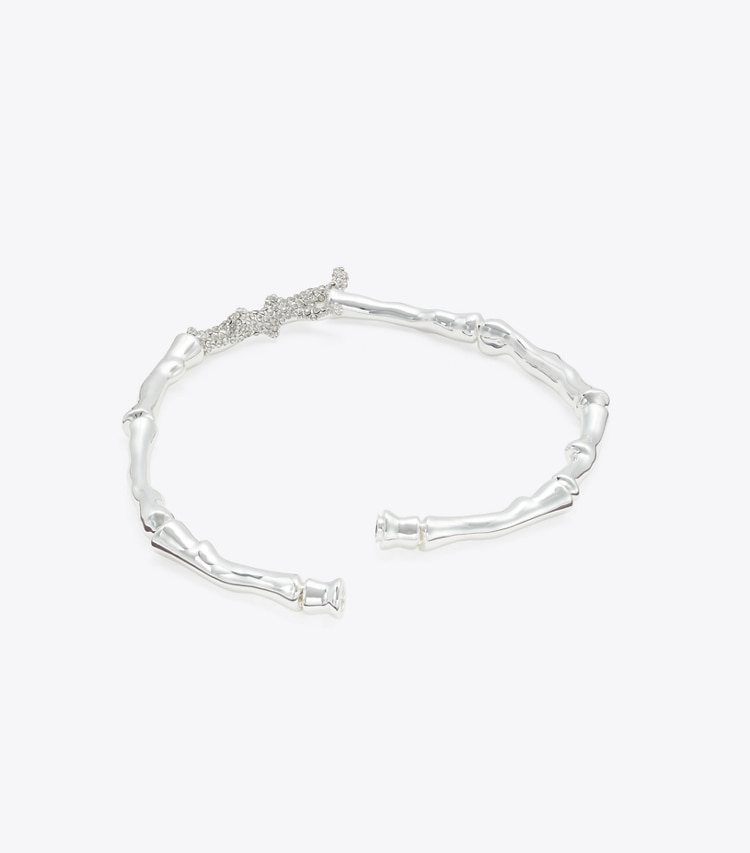 Tory Burch designer colliers Collier Curiosity Corail dans Light Silver / Crystal détails