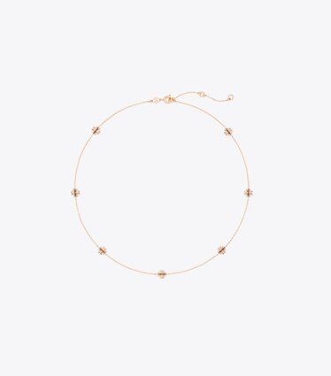 Tory Burch designer colliers Collier délicat Icon pavé dans Tory Gold / Crystal de face