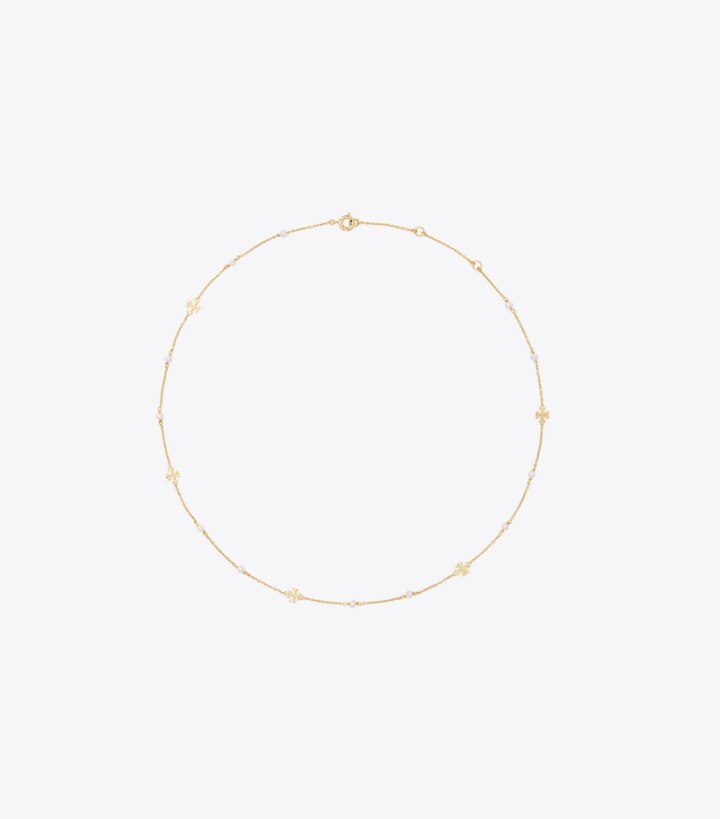 Tory Burch designer colliers Collier délicat Kira à perles in Tory Gold / Pearl front