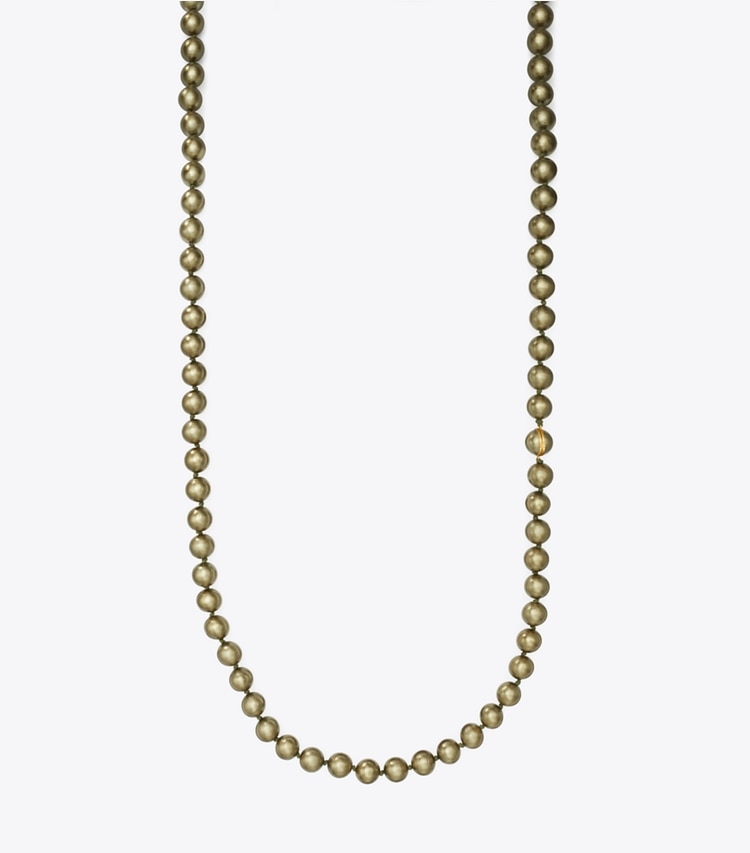 Tory Burch designer colliers Collier de perles convertible dans Green/Gold de face